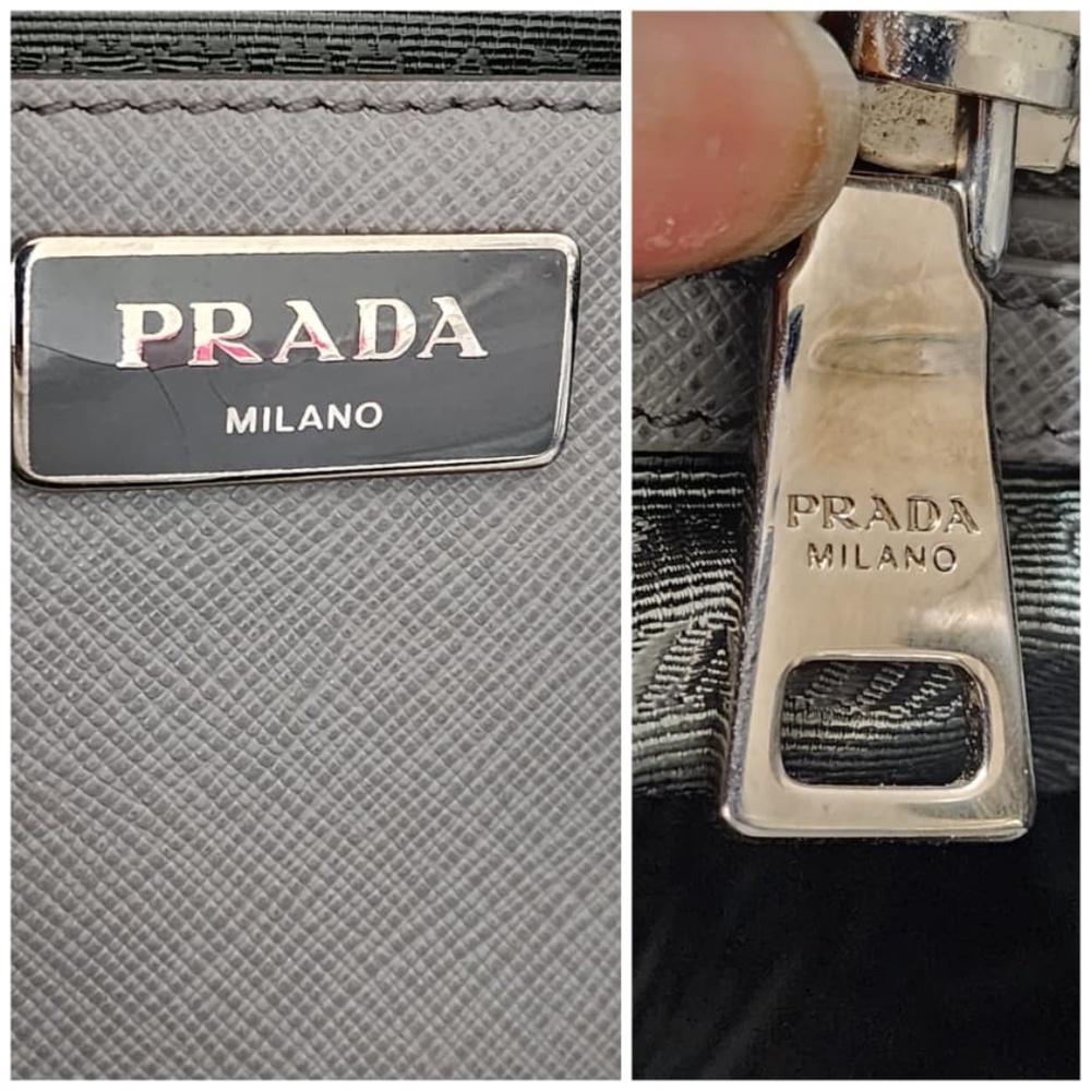 Authentic Prada Saffiano Leather Galleria Double Zip Medium Tote Bag Ash/Grey - Picture 11 of 12